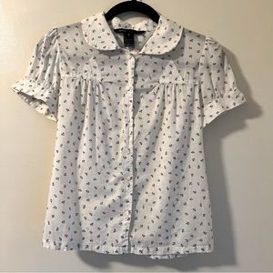 Marc Jacobs Printed Cream Blouse Medium